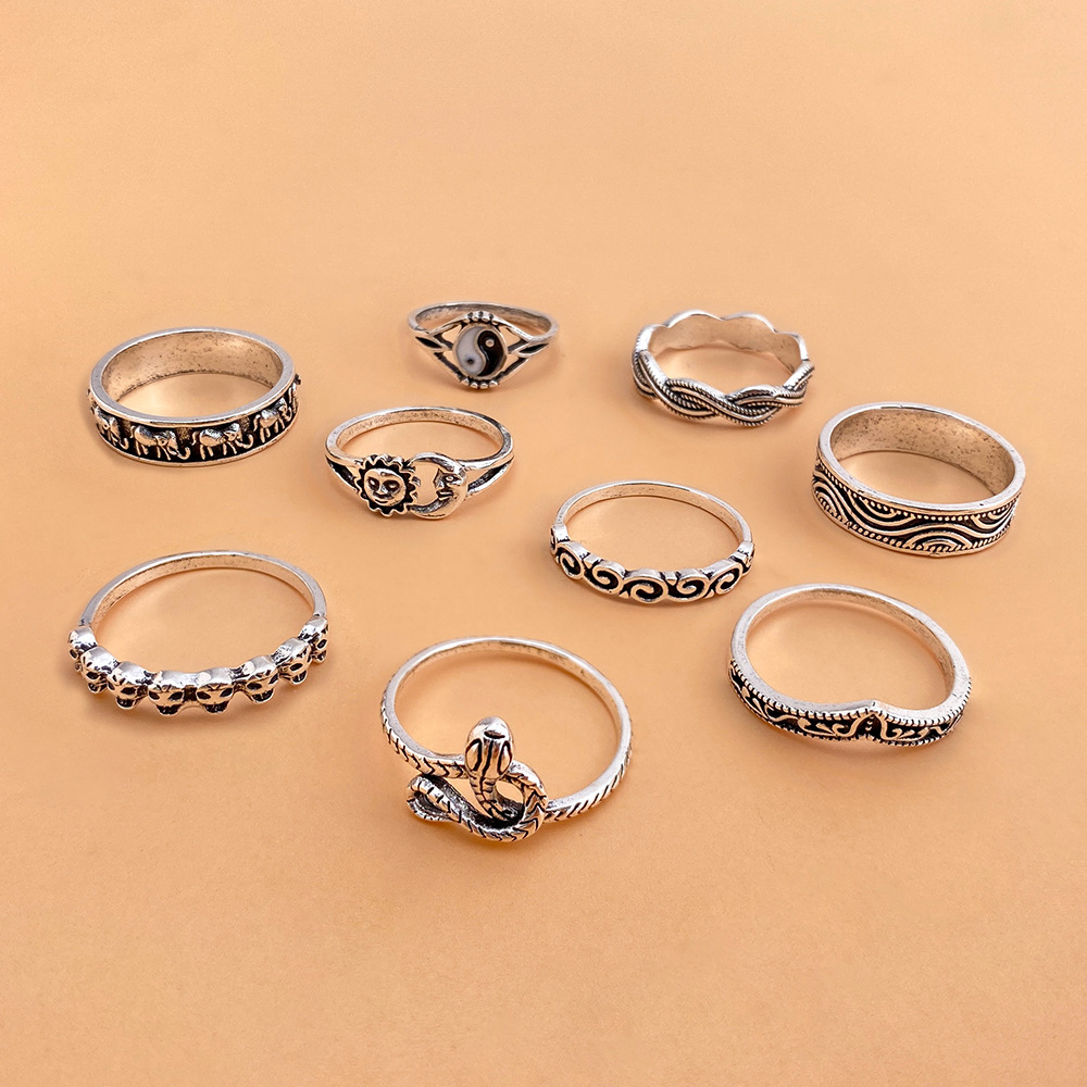 Knuckle Ring Vintage Tai Snake Elephant Circle