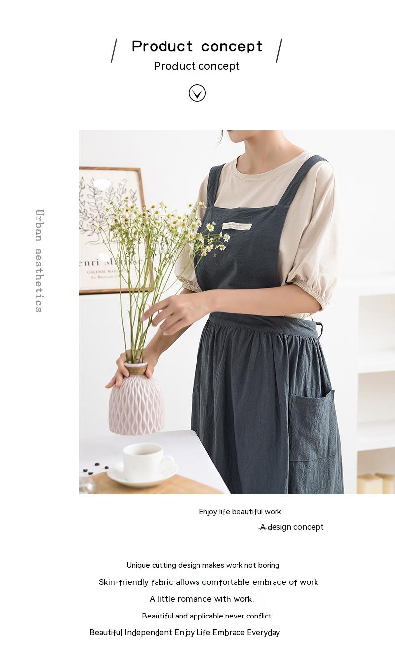 Title 10, Apron Korean Retro Kitchen Flower Shop Art Pain...