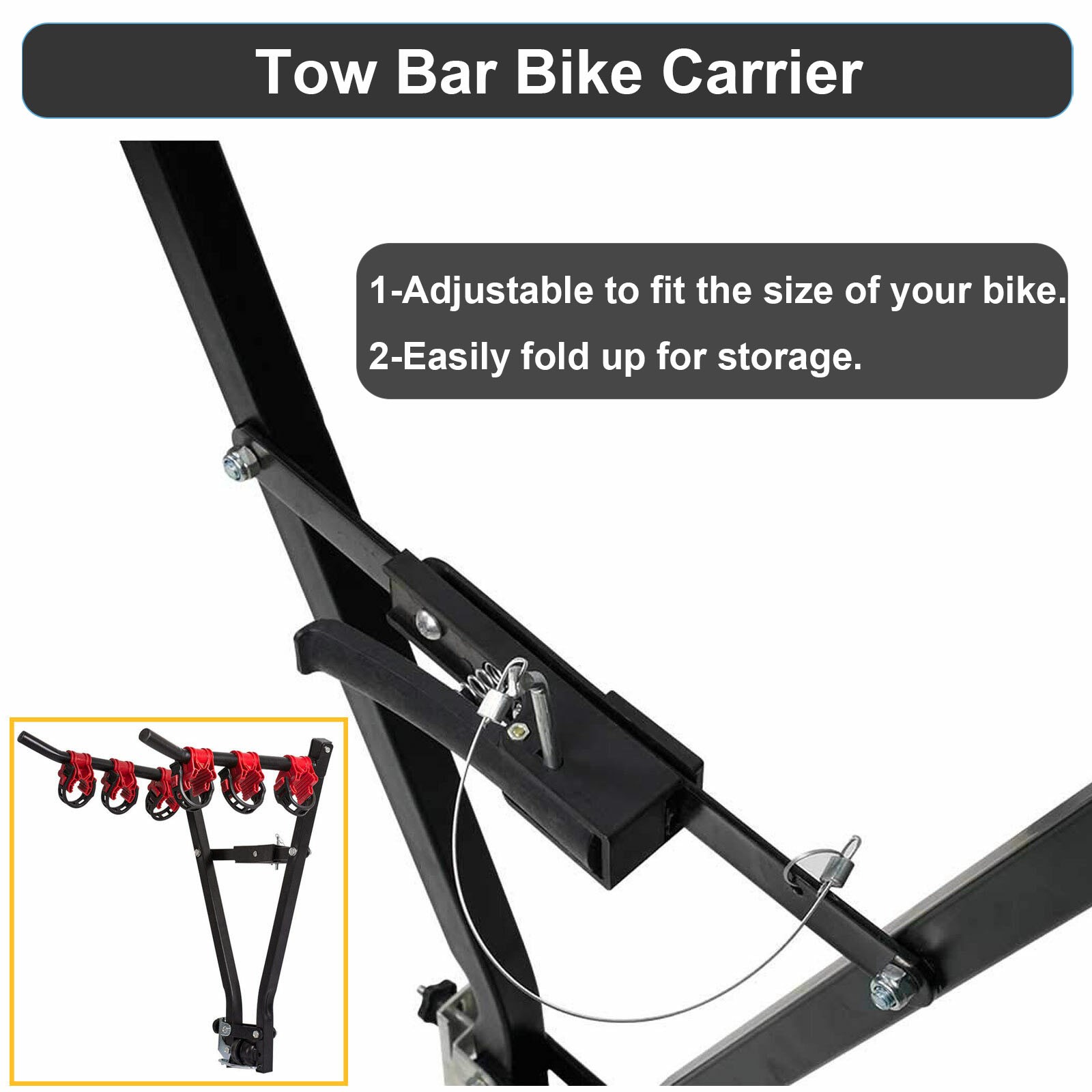 Heavy Duty 3 Bicycle Rear Tow Bar Bike Car Cycle Carrier Rack Hatchback CarVan — image 7