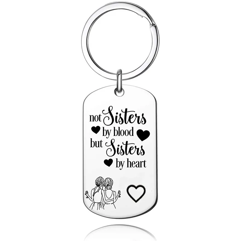 Stainless Steel Heart-shaped Lettering Keychain Sisters - 1 Style