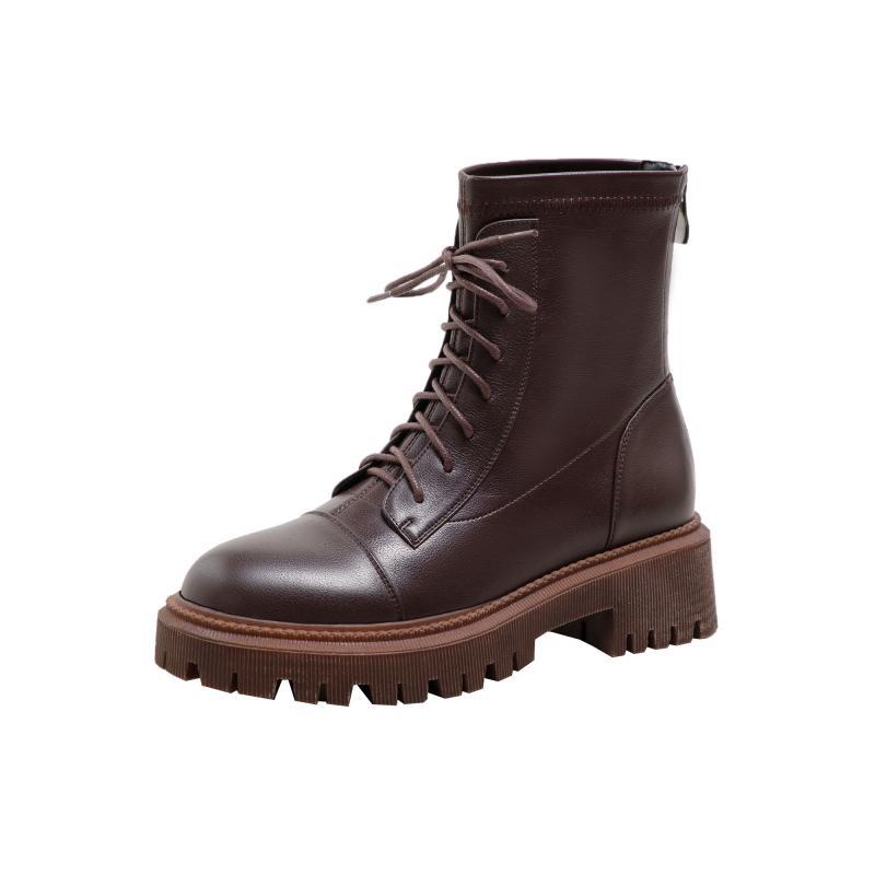 Thick soled Martin Boots Women's British Style Was Thin And Short Brown - Shop at LoveMi