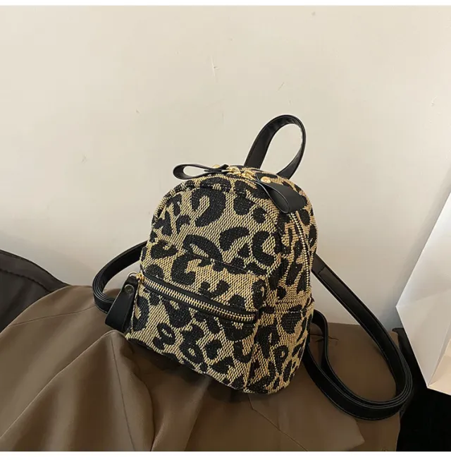 Canvas Leopard Print New All match Backpack Japanese Black - Shop at LoveMi