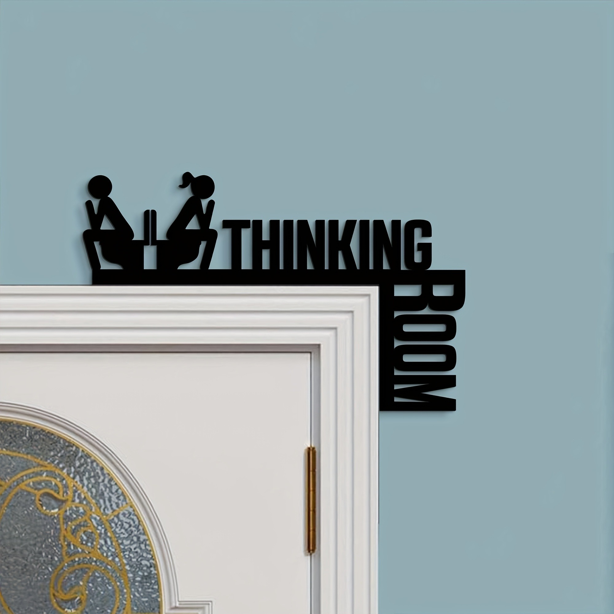 Room For Thinking Funny Bathroom Sign - Humorous Metal Toilet Door Decor — foto 4