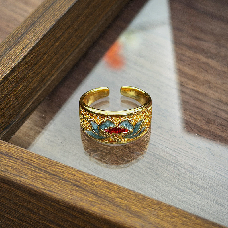 Enamel ring worn on hand elegant look
