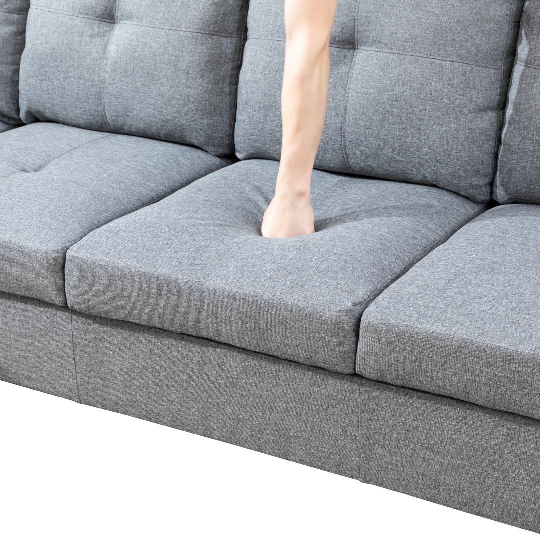 Pickup Only--Grey Linen 3-Piece Couch Living Room Sofa Set