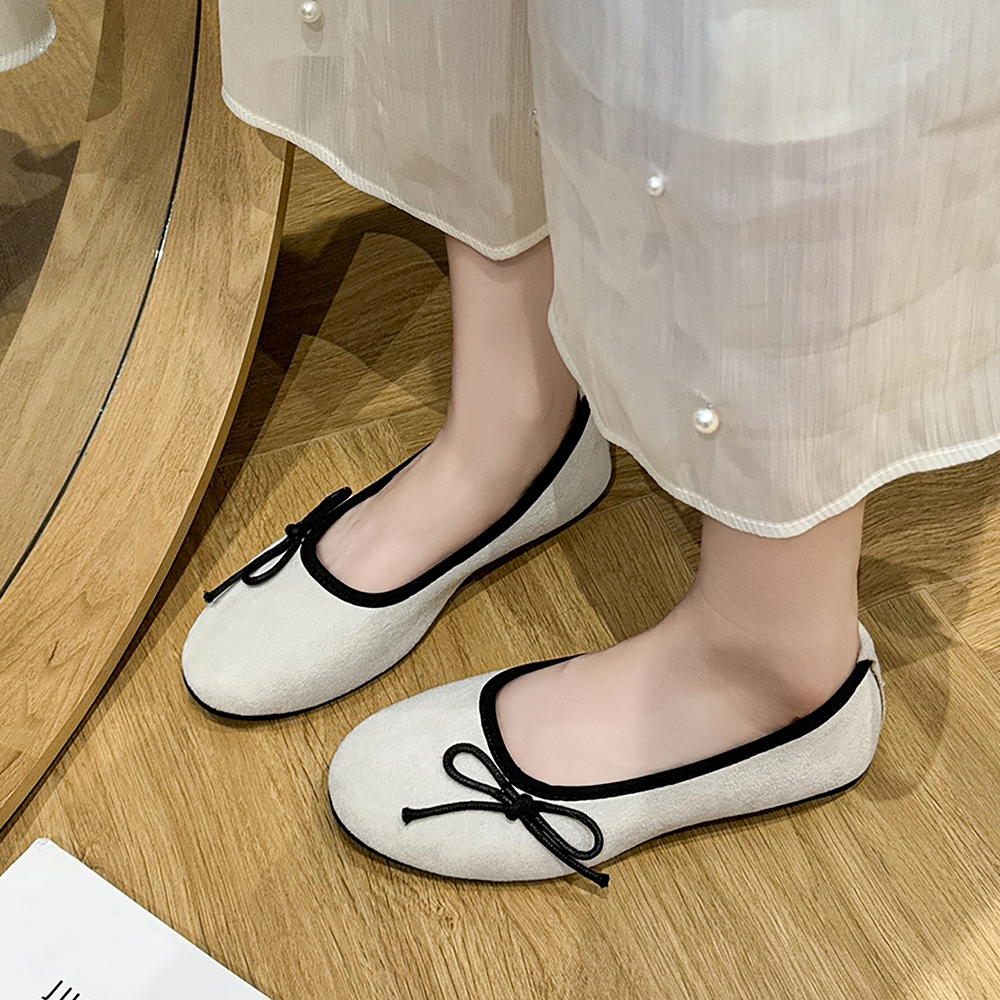 Faux Suede Bow Ballet Flats, picture 3 of 4