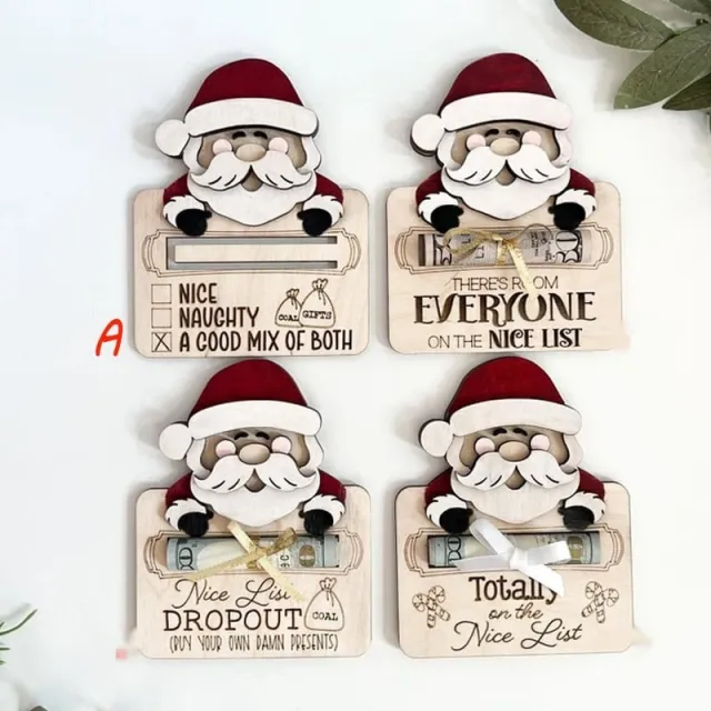 Wooden Cute Santa Claus Cash And Gifts Card Clamp Creative Christmas Decoration Ornaments - Shop at LoveMi