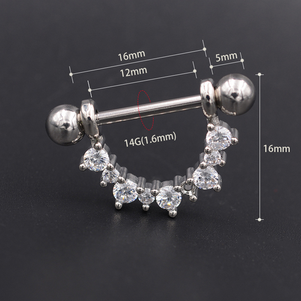 Title 3, Nipple Ring U-shaped Diamond Nipple Ring Orname...