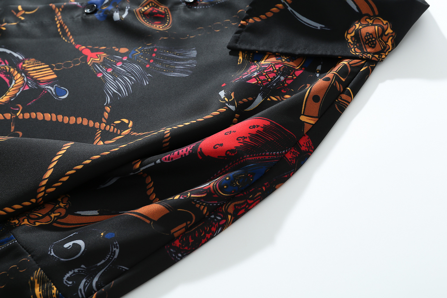 Ink Contrast Color Flower Shirt Loose Texture