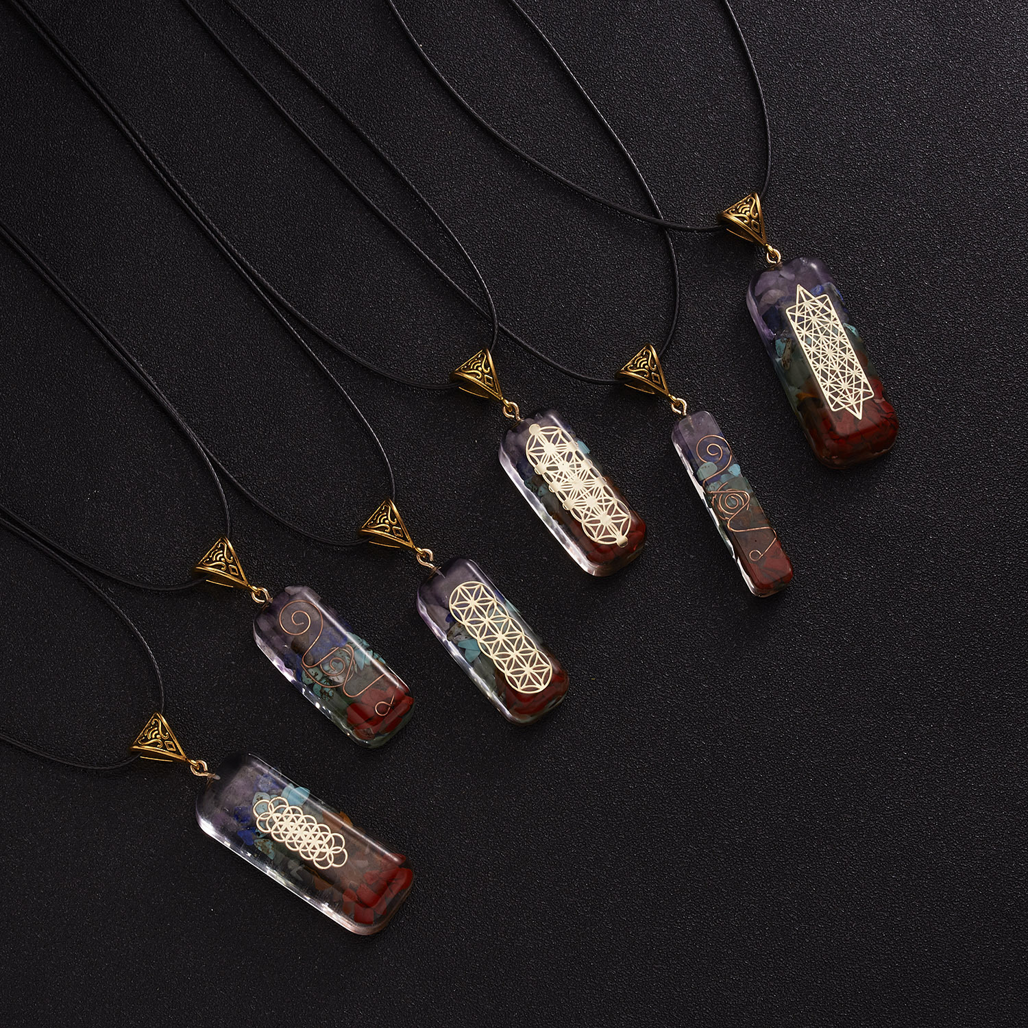 Colorful Natural Gravel Pendant Yoga Necklace