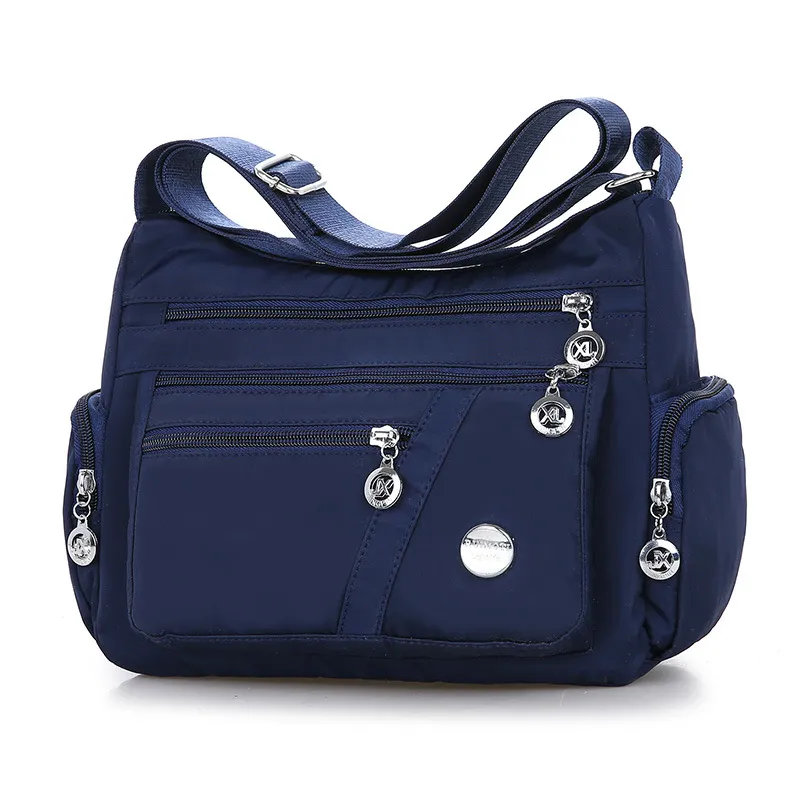 Women Shoulder Bag Multi-pocket Design Waterproof Casual High Capacity Crossbody Bag - Blue