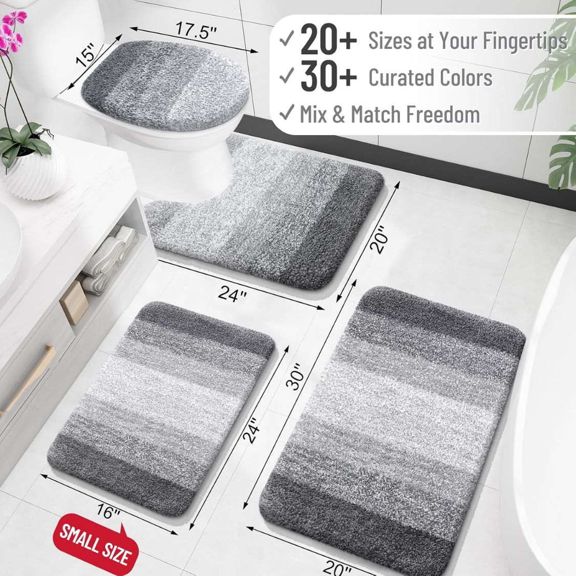 Bathroom Rugs Mat Extra Soft Absorbent Microfiber Bath Rugs Rubber Backing Quick Dry Machine Washable Bath Mats For Bathroom thumbnail 2