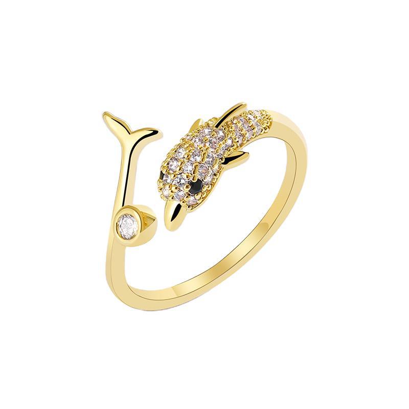 Gold Ring Female Retro Diamond Set Simple French
