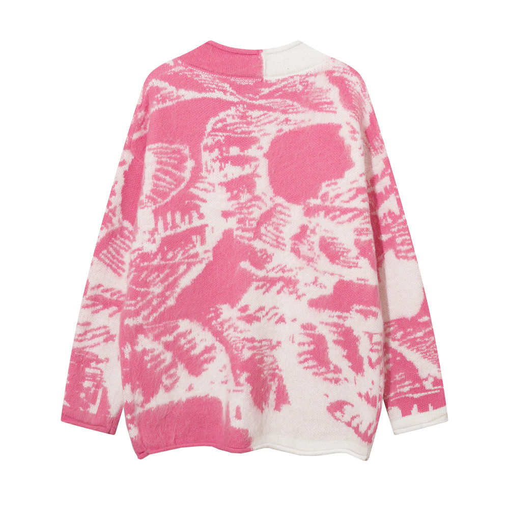 Title 5, Lazy And Loose Tie Dye Coat V-neck Sweater