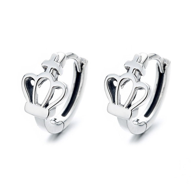 S925 Sterling Silver Vintage Hot Sale Crown Shape Ear Clip Ins Trendy All-match Fashion Earrings Accessories