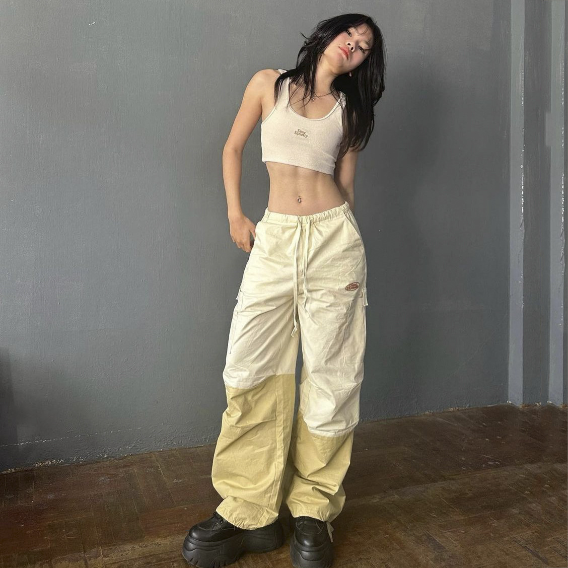 Title 1, Cargo Pants Splicing Color Contrast Straight Tube