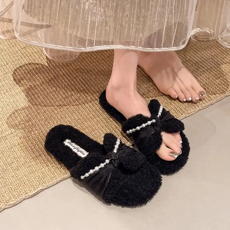 Women's Furry Slippers Indoor Outdoor Wear, 2026