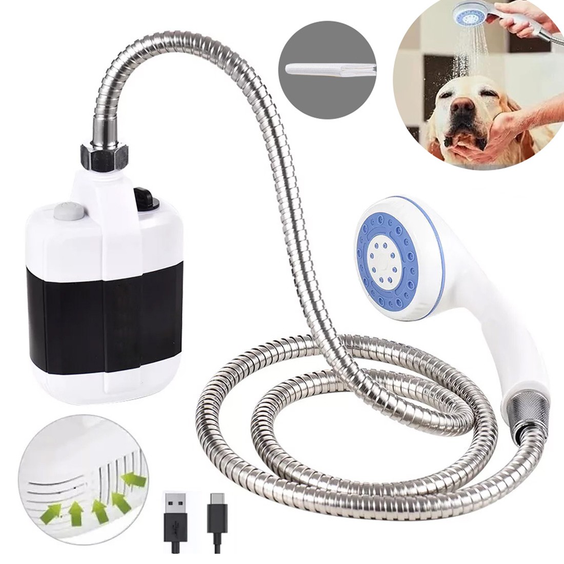 Portable Camping Shower USB Rechargeable Electric Shower For Garden Outdoor