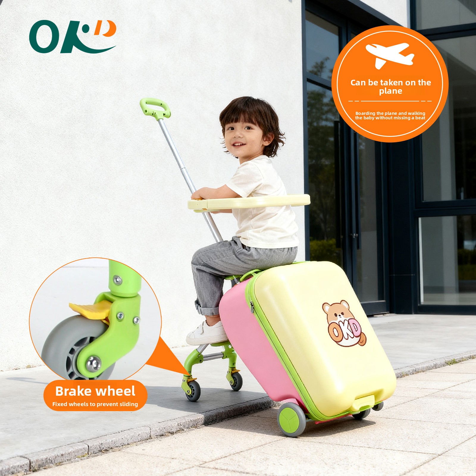 20 Inch Detachable Suitcase, Children's Suitcase, Cycling Luggage, Handcart Luggage, TSA Lock, Universal Wheel Multifunctional Lockable Rolling Suitcase, With USB Port, Suitable For Travel — foto 4