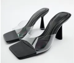 Fashion New Silver Shiny High Heels - Black - View 1