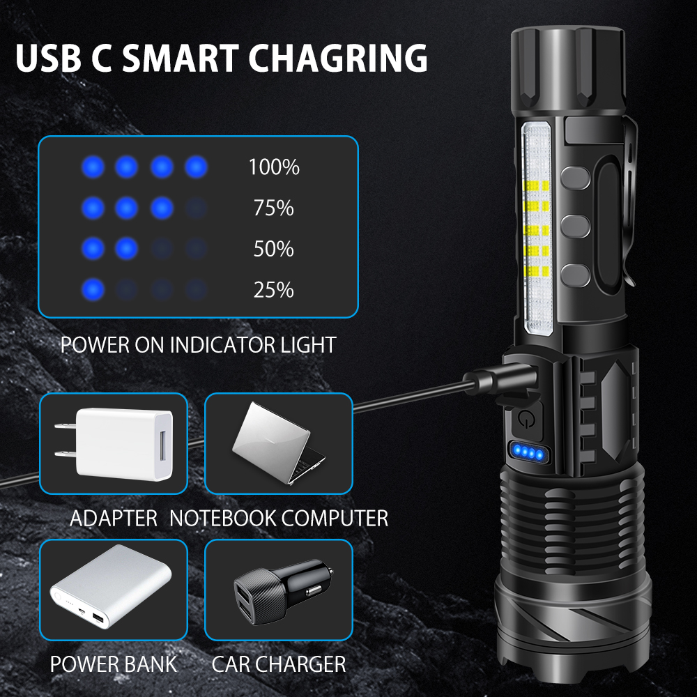 LED Flashlight Floodlight USB Rechargeable Torch Camping Light Battery Lamp — image 7