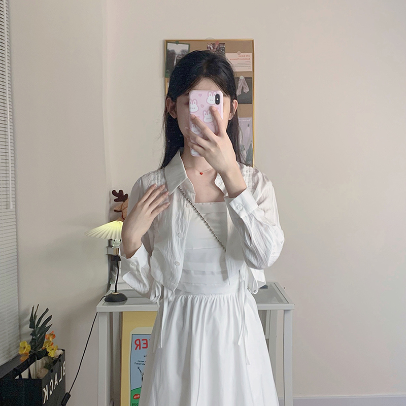 Women's Fashion White Strapless Cardigan