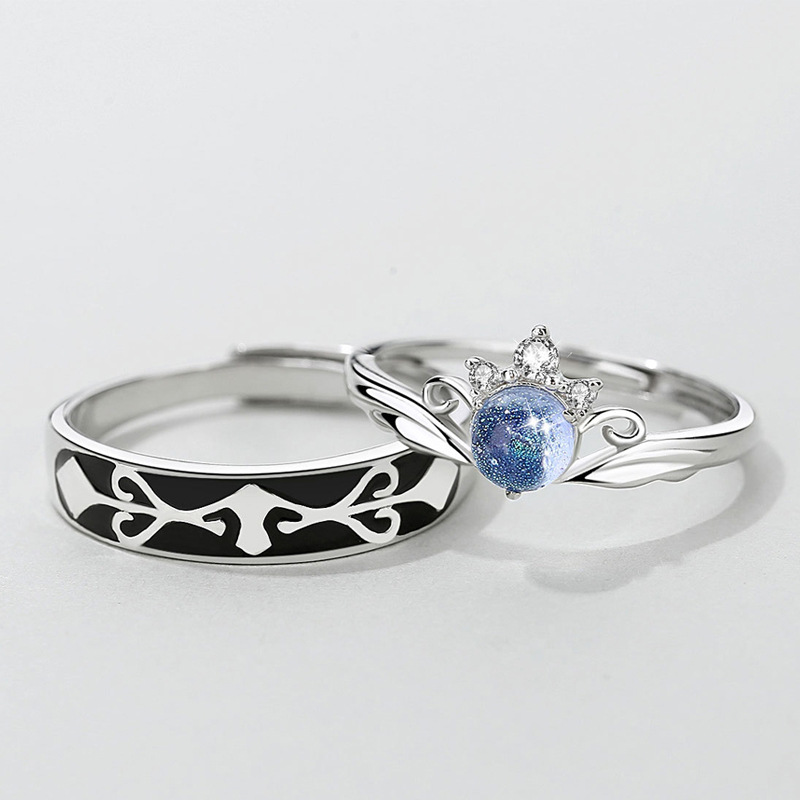 Title 5, Princess And Knight Couple Ring S925 Silver Pai...