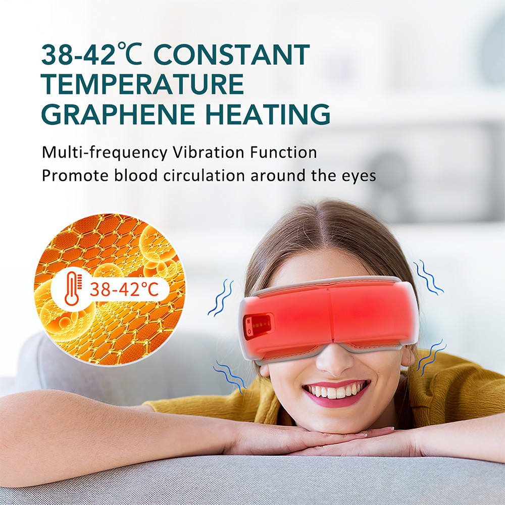 Smart Eye Massager With Vibration,Heat,Airbag Compression & Bluetooth Music