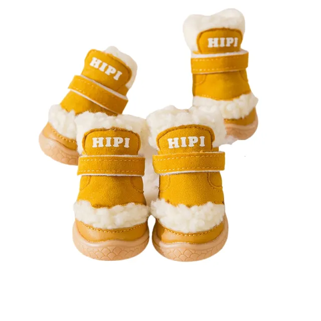 Winter Dog Shoes Thick Anti slip Rain Snow Puppy Boots Outdoor Pet Paw Protector Foot Cover Pet Supplies Accessories Yellow - Shop at LoveMi