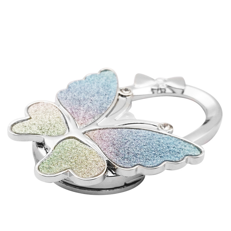 Glossy Frosted Big Butterfly Bag Hook With Inner Folding Ladies