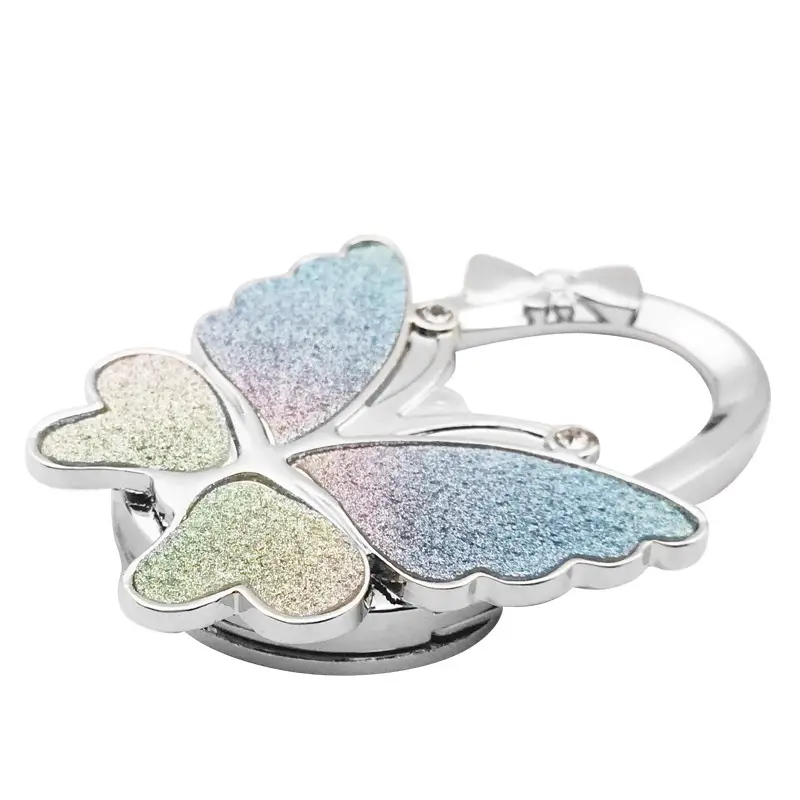 Glossy Frosted Big Butterfly Bag Hook With Inner Folding Ladies