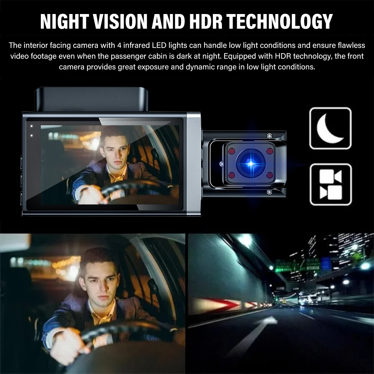 1296P HD Wifi Dash Cam Pro Car Camera Recorder 3-Lens Front Rear Night Vision UK