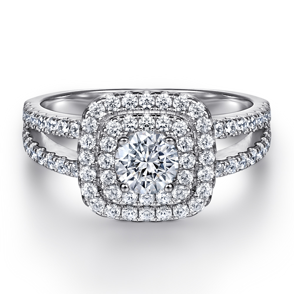 Simulation Diamond Ladies Silver Ring