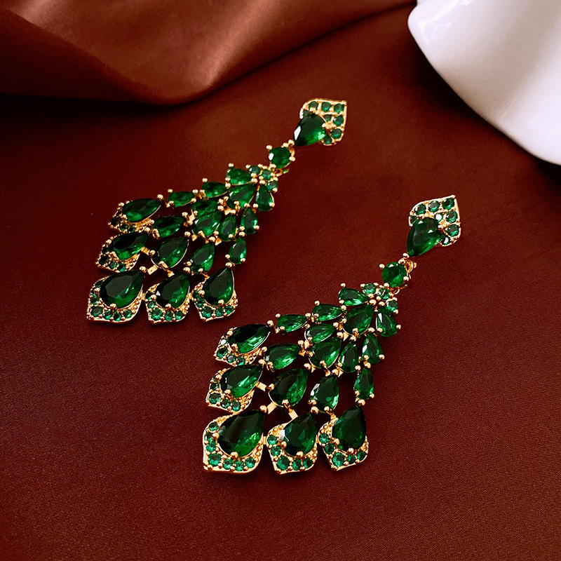 S925 Silver Needle Vintage CJ Earrings For Women Retro Rhinestone Stud Earrings Light Luxury Jewelry