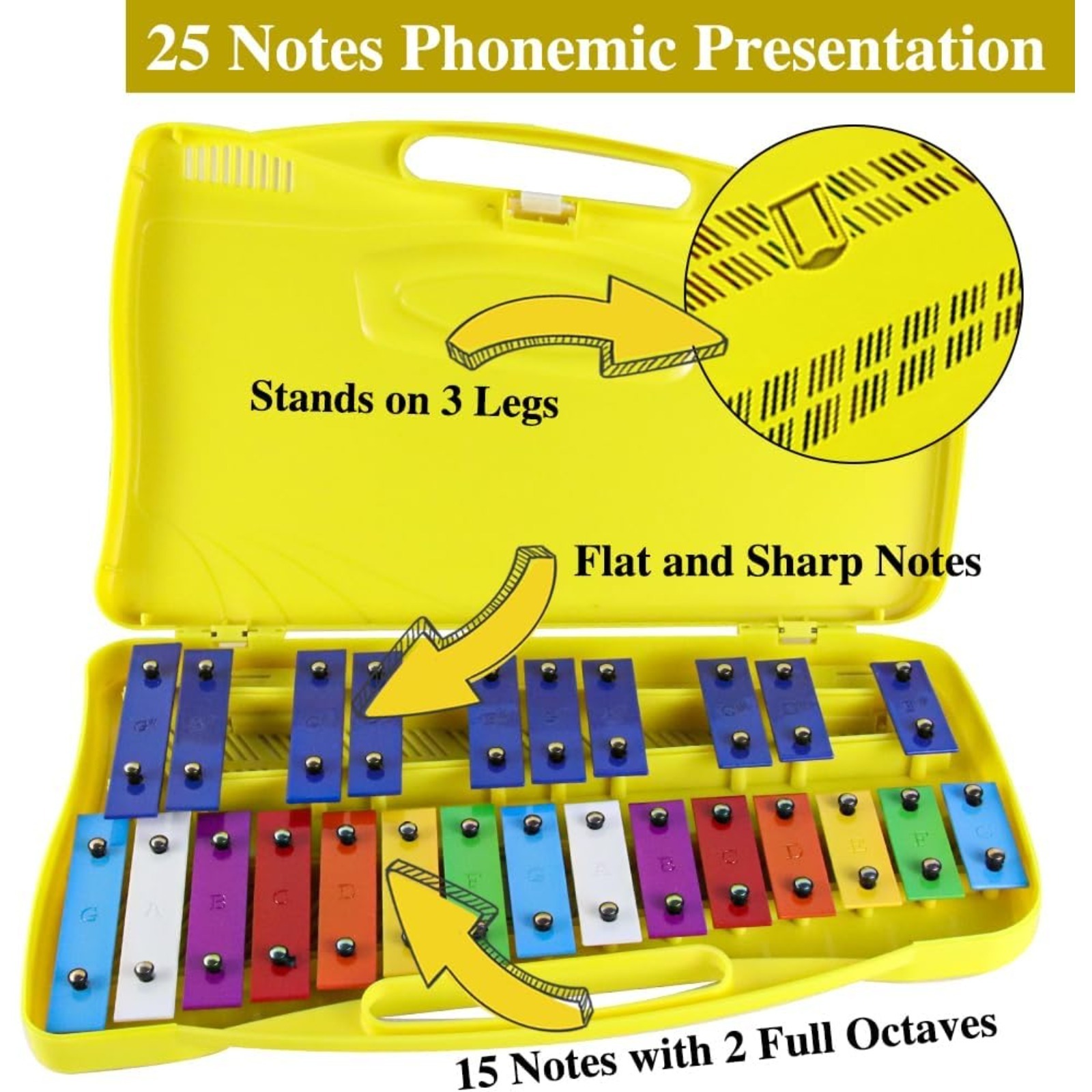 25 Notes Glockenspiel Xylophone, Percussion Instrument With Hard Case And Safe — image 6