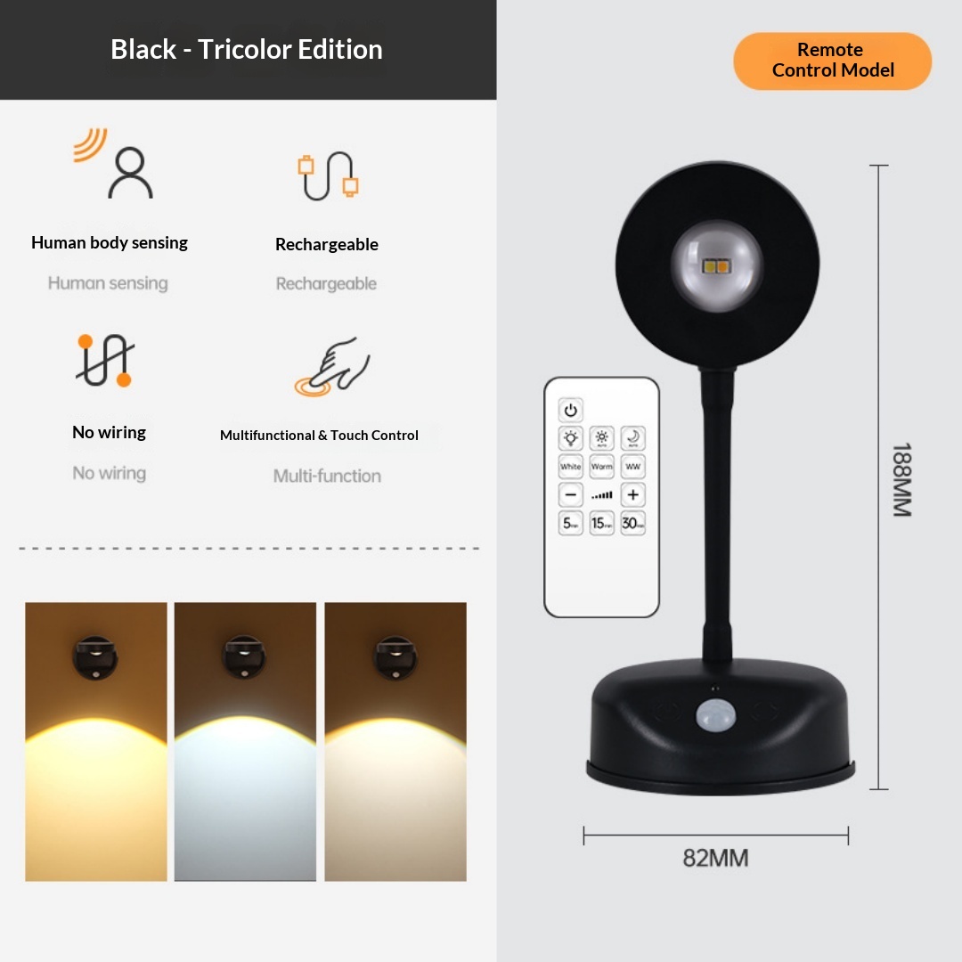 Border Rechargeable, Wire-free Indoor Wall Light, Remote Control Spotlight, Smart LED Motion Sensor Light 8