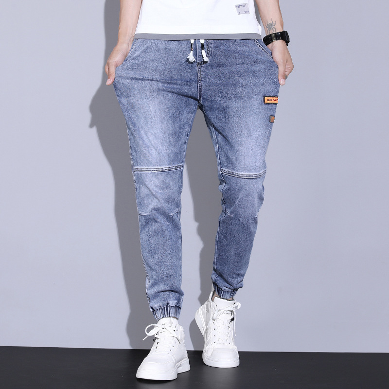 Elastic Waist Drawstring Stitching Label Drawstring Pants