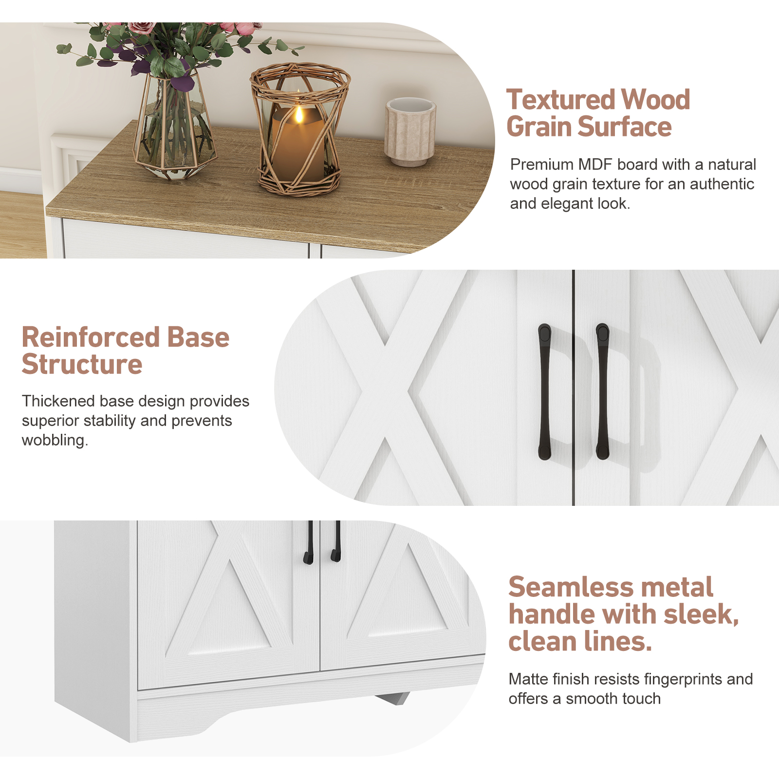 Wooden Sideboard 3 Drawers 3 Doors Entryway Dining Room Console Living Storage — image 9
