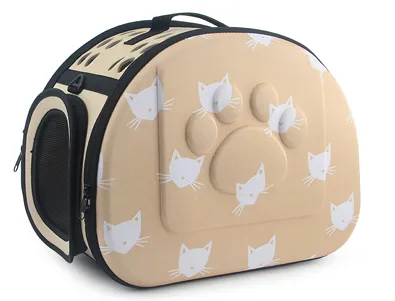 Breathable Portable Pet Bag Breathable Cat Bag Foldable Dog Cat Pet Outing Backpack Khaki - Shop at LoveMi