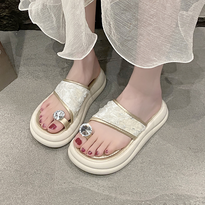 Jacquard Platform Slide Sandals