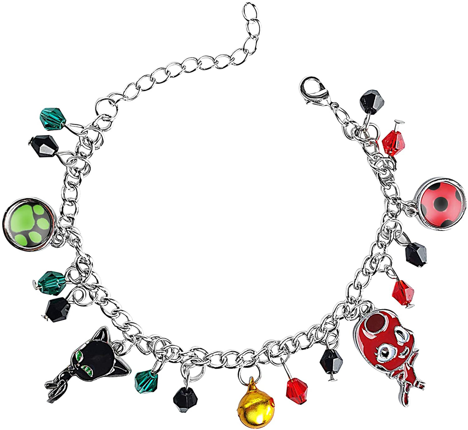 Ladybug-Superhero-Cat-Bracelet-Charm-Crystal-Bead-Bangle-Kids-Cosplay-Adjustable-Jewelry