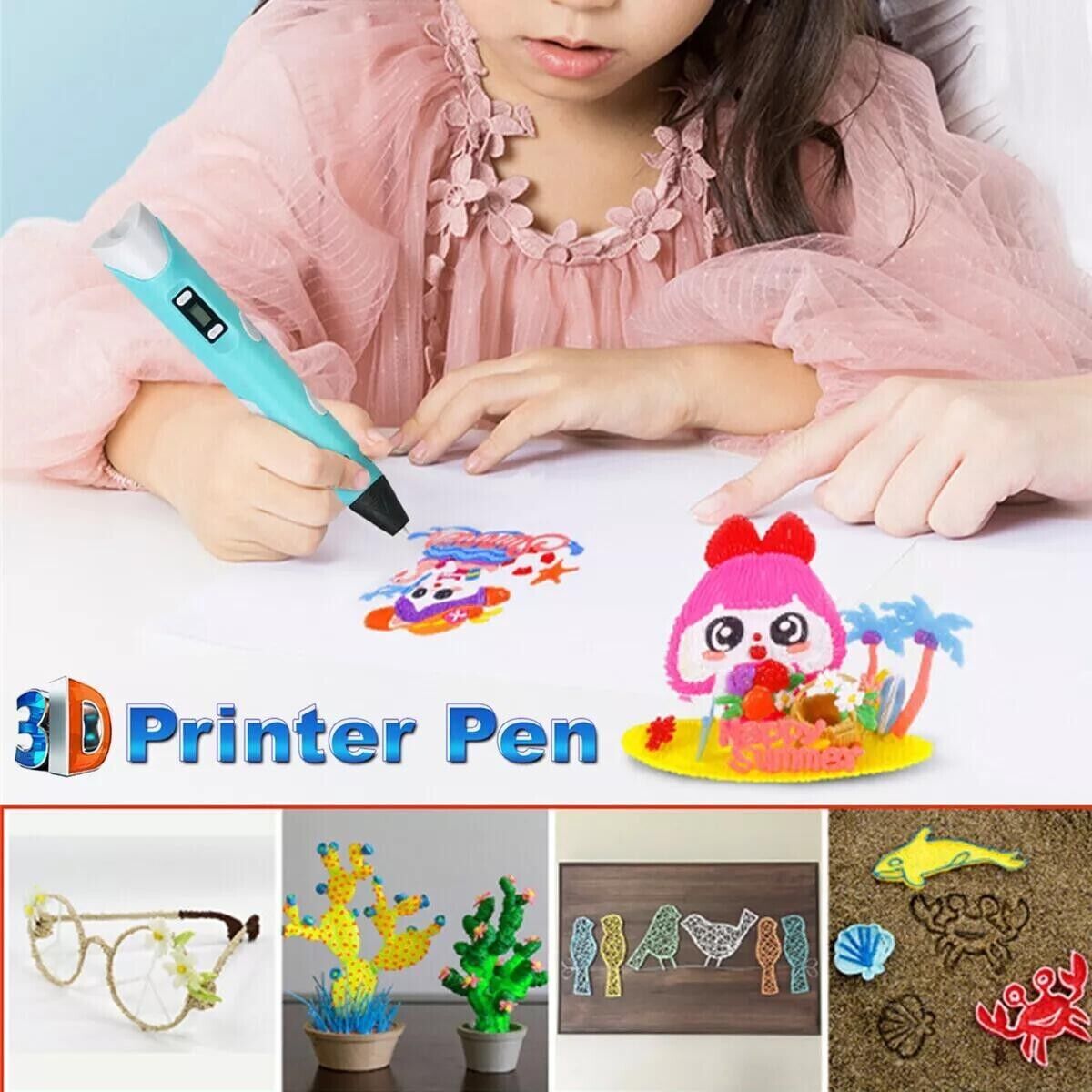 3D Printing Pen Set Doodle PLA Filament Printer Drawing 12 Colours Kids Gift UK