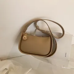 Broadband Messenger Bag Niche One-shoulder Underarm Baguette - Khaki - View 1