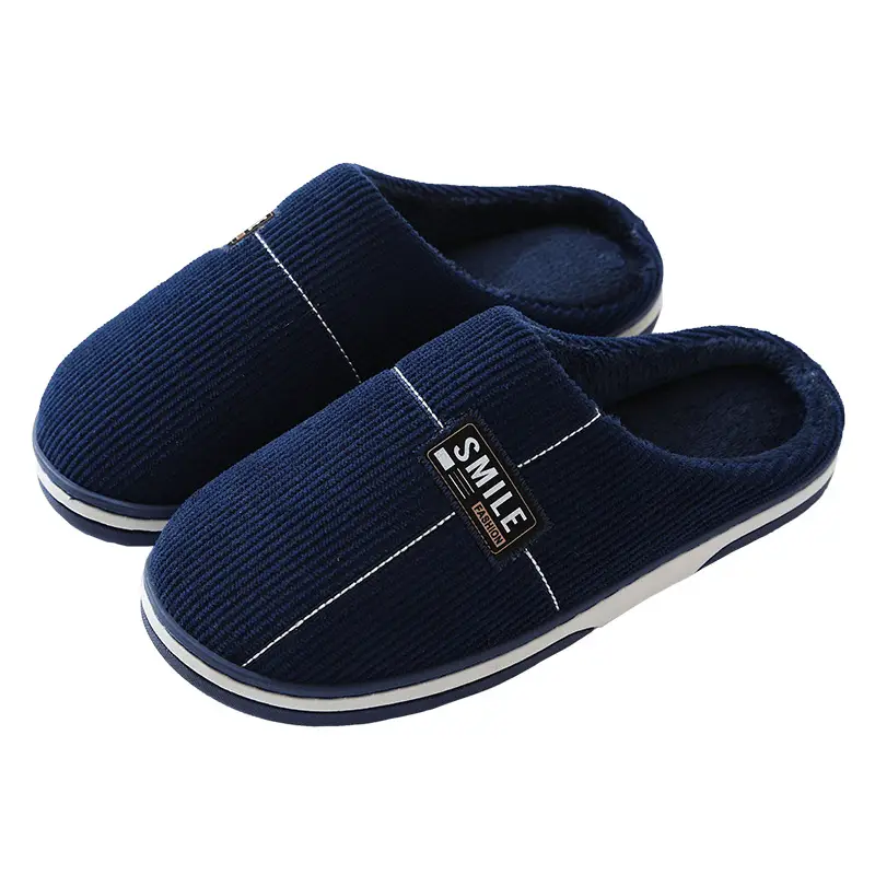 Men's Indoor Cotton Slippers with Warm Lining and Non-Slip Sole