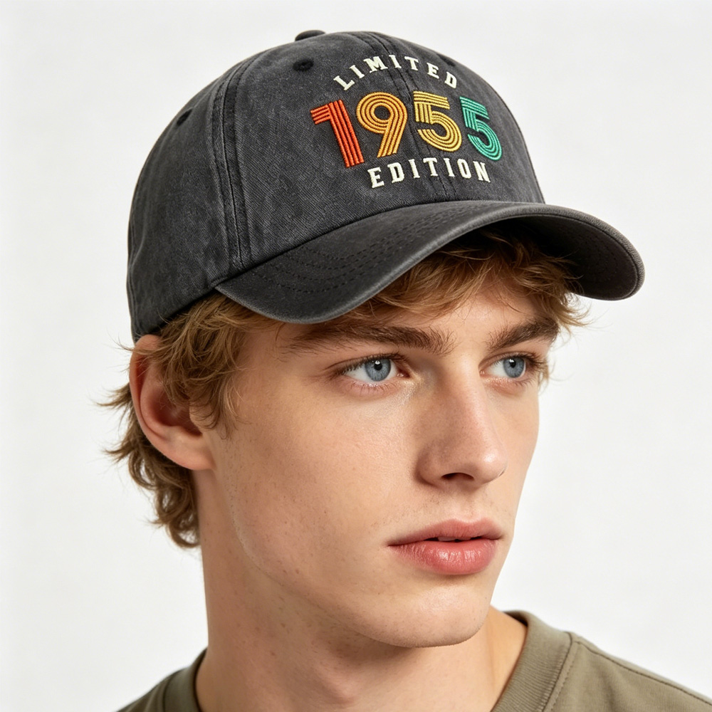 Vintage 1955 Limited Edition Baseball Cap – Retro Washed Distressed Cotton Dad Hat for Men and Women