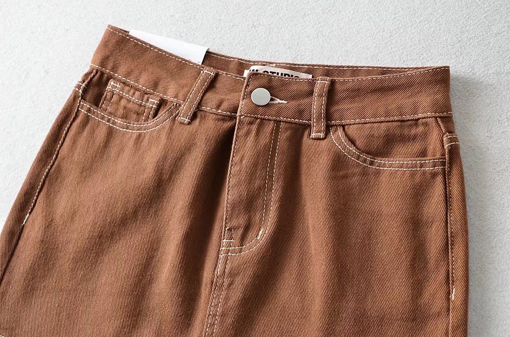 Women's Thin And Bright Line Mid-waist Denim Bag Hip Skirt