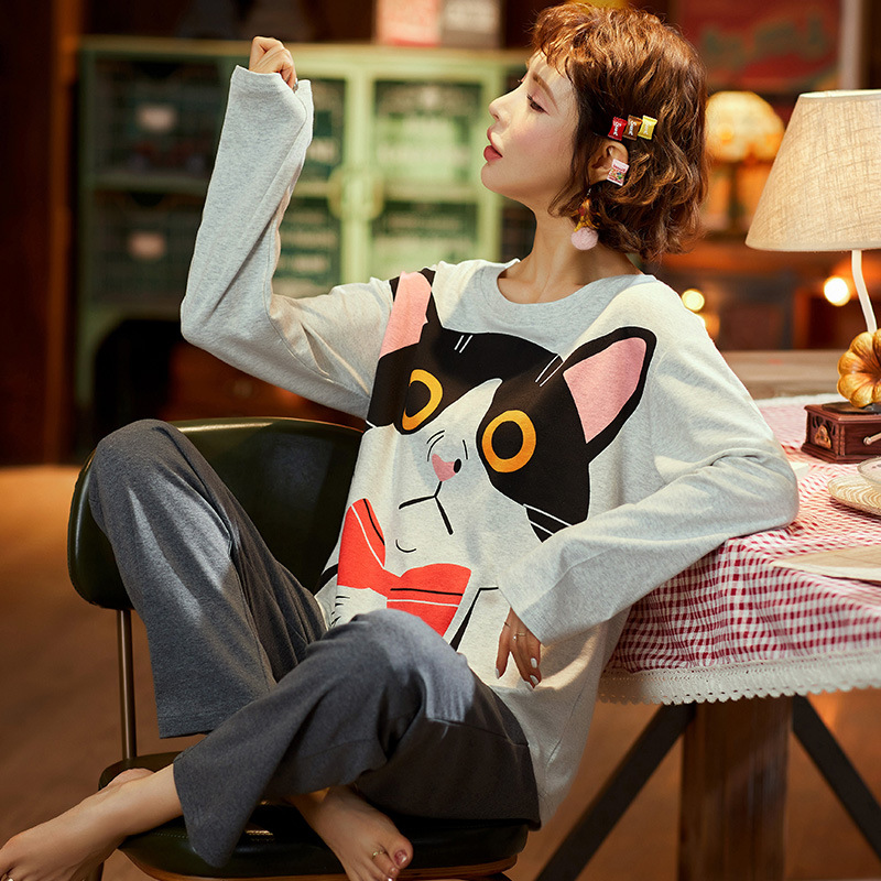 Title 11, Pajamas Ladies Long-sleeved Cotton Cartoon Suit...