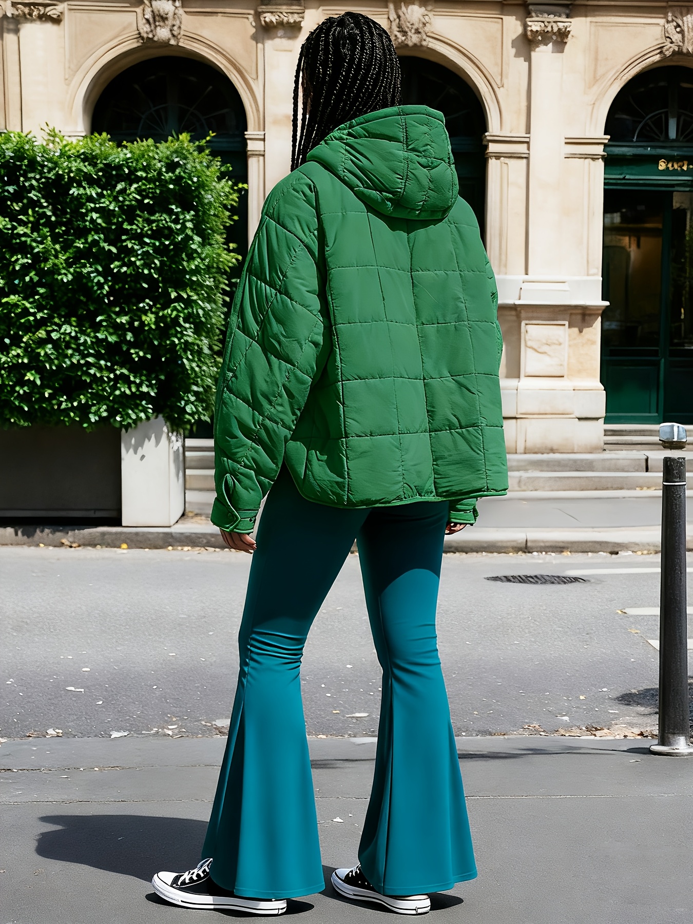 European And American Minimalist Style Plus-size Winter New Top, Hooded Pullover Basic Design, Half-open Snap Button Closure, Small Side Slits, Everyday Versatile Anti-cotton Jacket