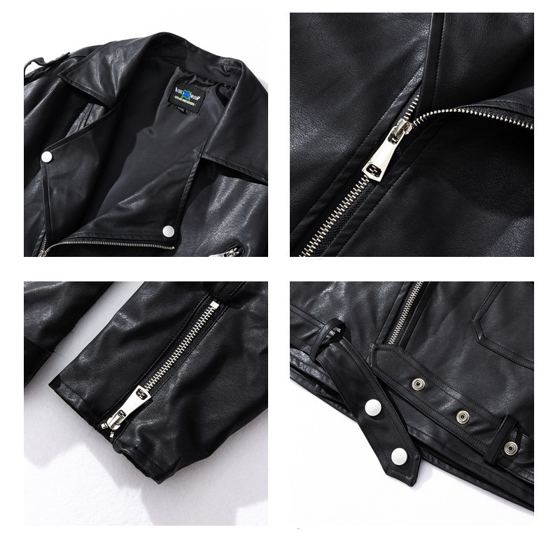 Men's Street Zipper Loose Hip Hop PU Leather Jacket