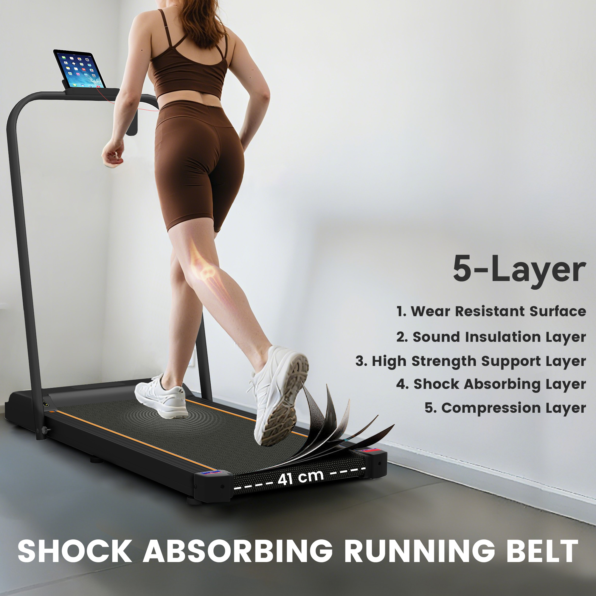 Orange-2.5-horsepower Walking Mat,1-6 Kilometers Per Hour Folding Treadmill — image 7
